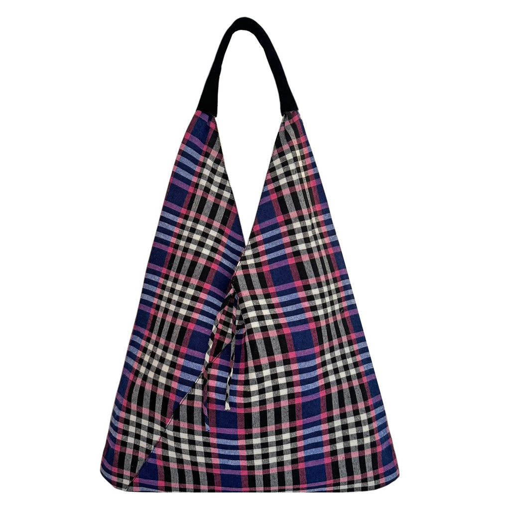 CHECKS GADDA SHOULDER BAG - PINK BLUE
