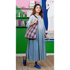 CHECKS GADDA SHOULDER BAG - PINK MULTI