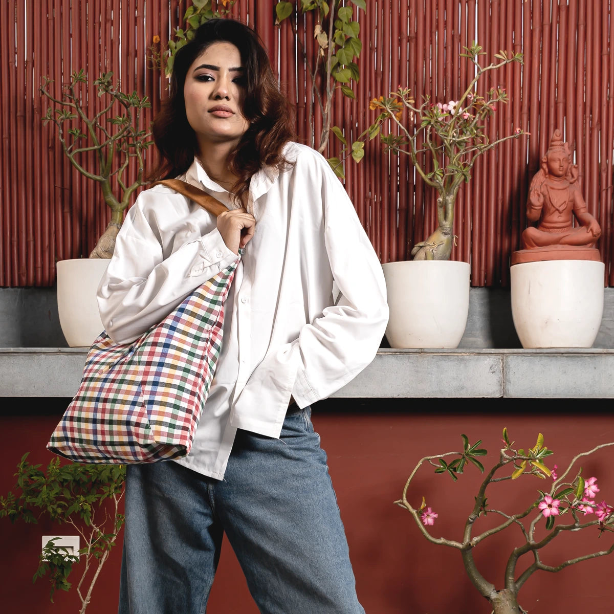 CHECKS GADDA SHOULDER BAG - RGB