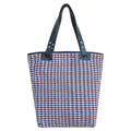 CHECKS TOTE -  BLUE & BURGUNDY