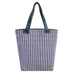 CHECKS TOTE -  BLUE & BURGUNDY