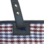 CHECKS TOTE -  BLUE & BURGUNDY