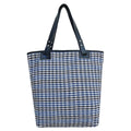 CHECKS TOTE - BLUE & BROWN