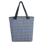 CHECKS TOTE - BLUE & BROWN