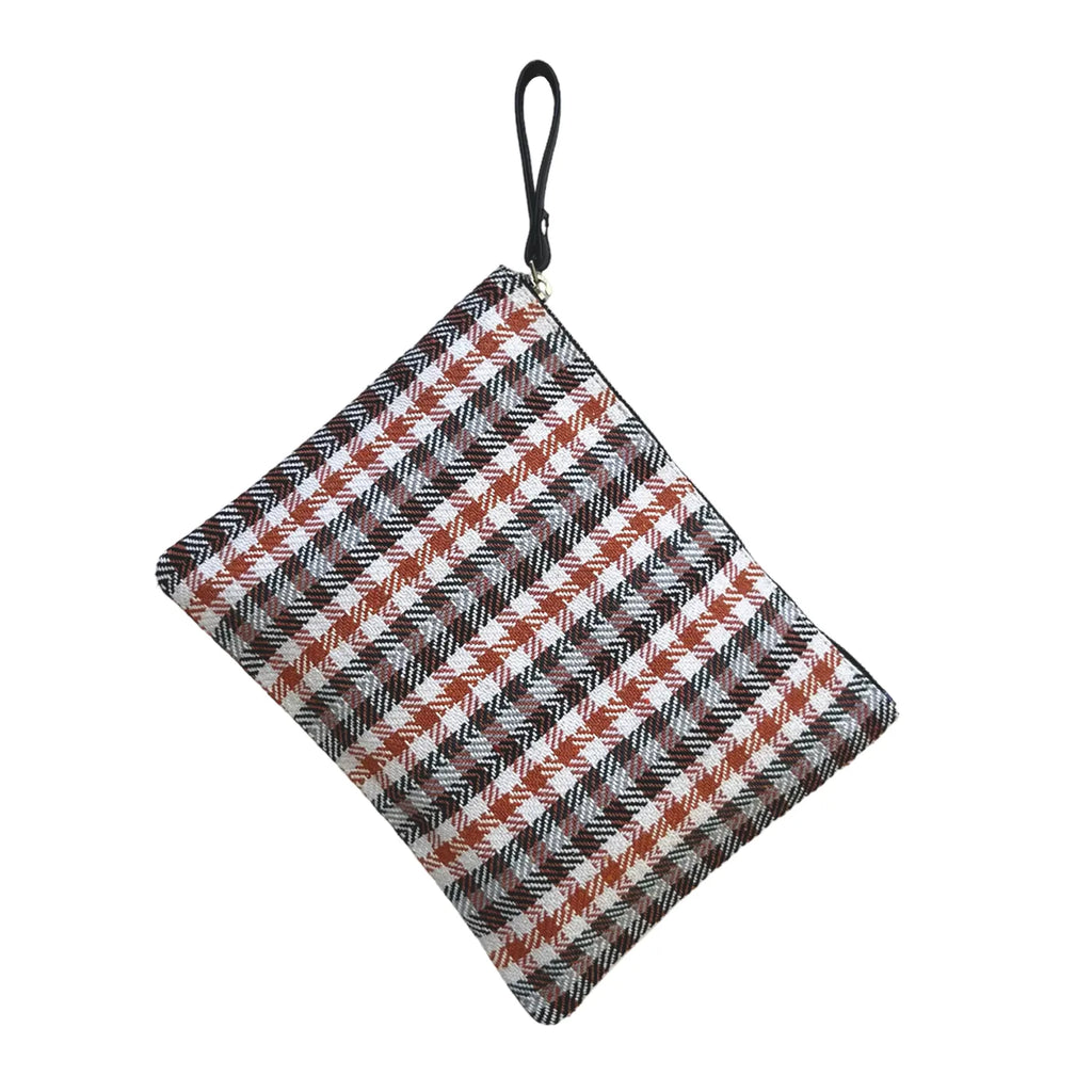 CHECKS TOTE - RUST & WHITE