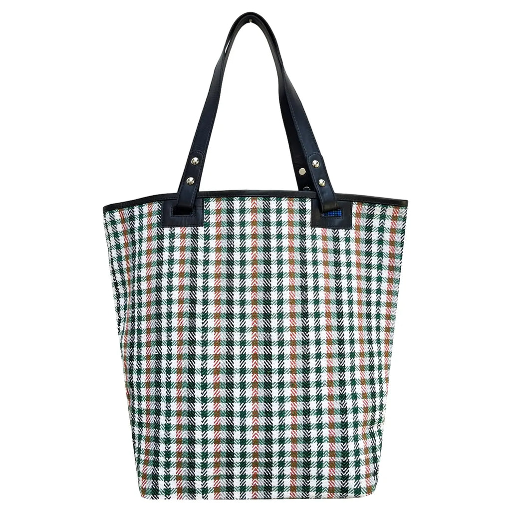 CHECKS TOTE - RUST & GREEN