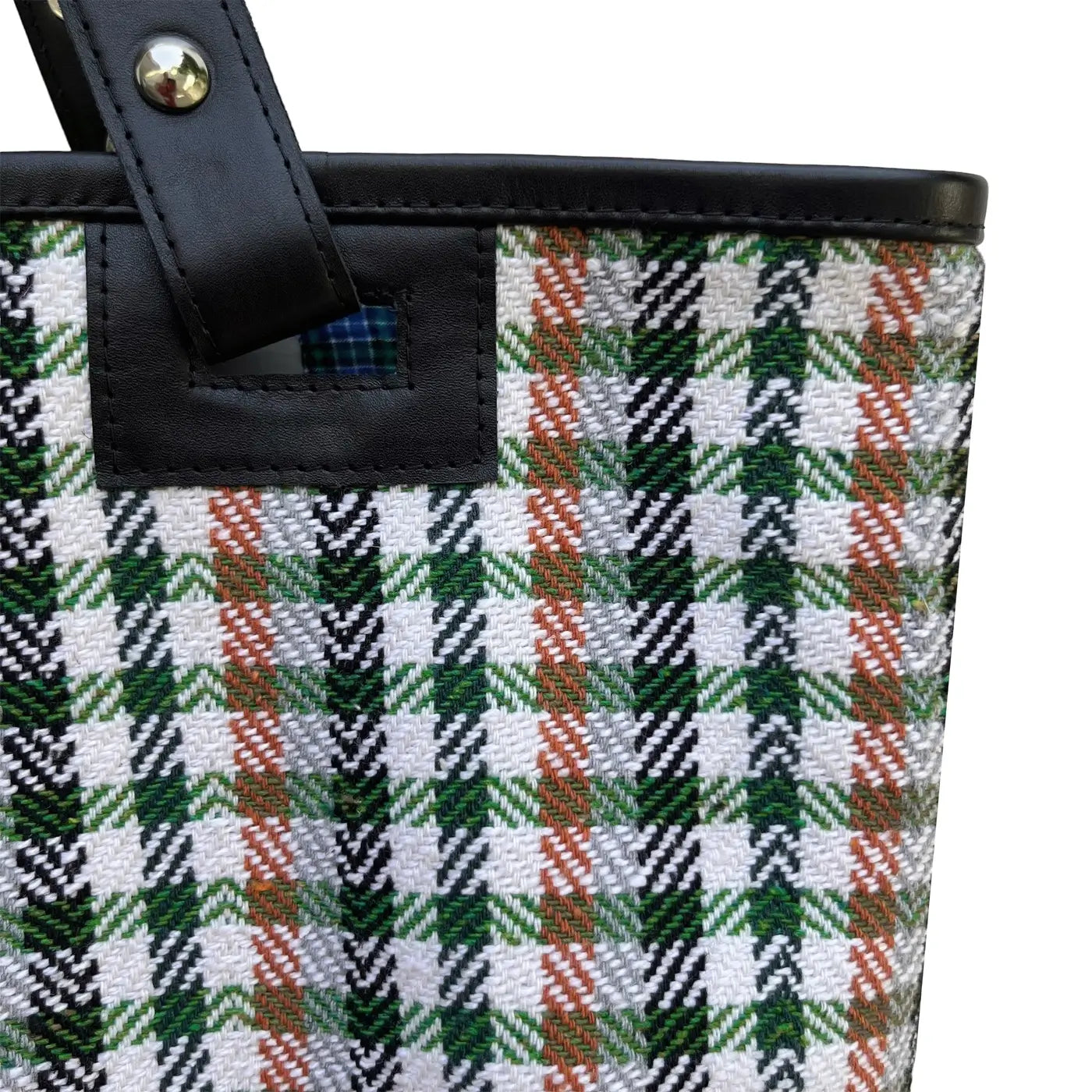 CHECKS TOTE - RUST & GREEN
