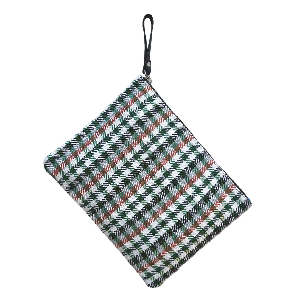 CHECKS TOTE - RUST & GREEN