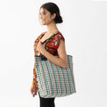 CHECKS TOTE - RUST & GREEN