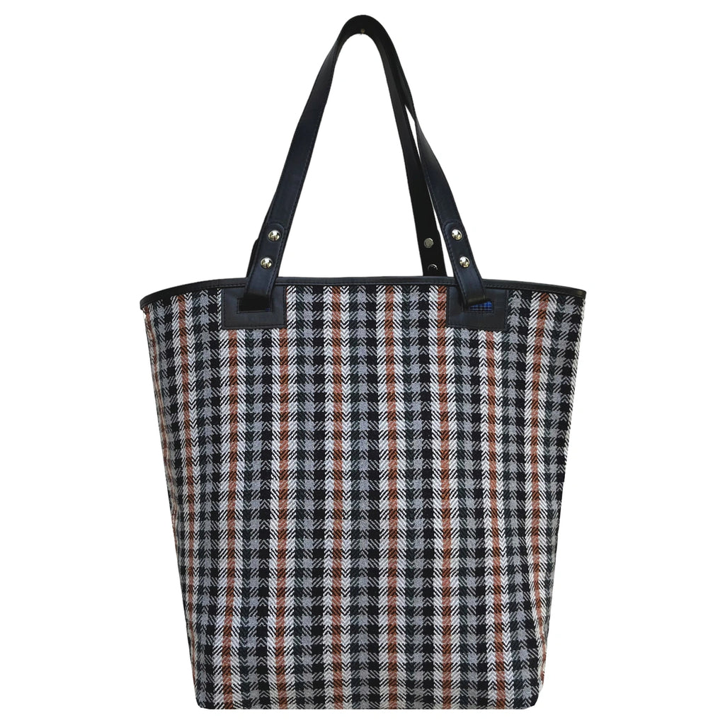 CHECKS TOTE - ORANGE & GREY