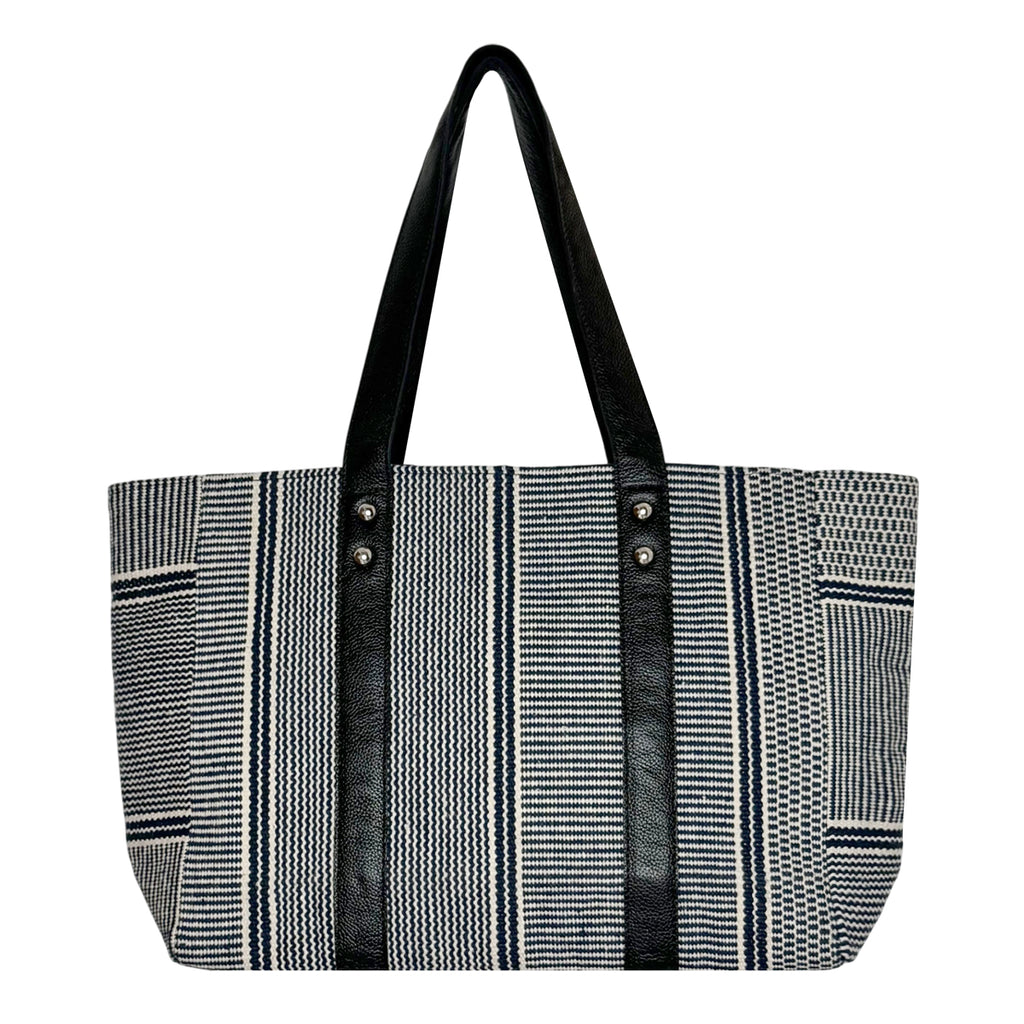 DHURRI HANDBAG SPST - ZIPPED - 002 (Navy & White)