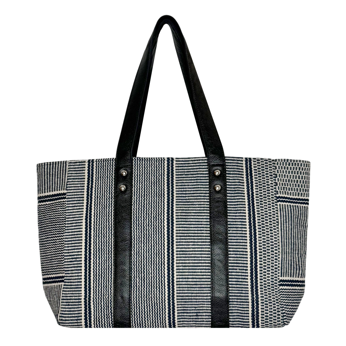 DHURRI HANDBAG SPST - ZIPPED - 002 (Navy & White)