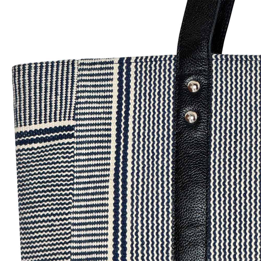 DHURRI HANDBAG SPST - ZIPPED - 002 (Navy & White)