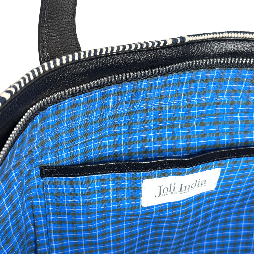 DHURRI HANDBAG SPST - ZIPPED - 002 (Navy & White)