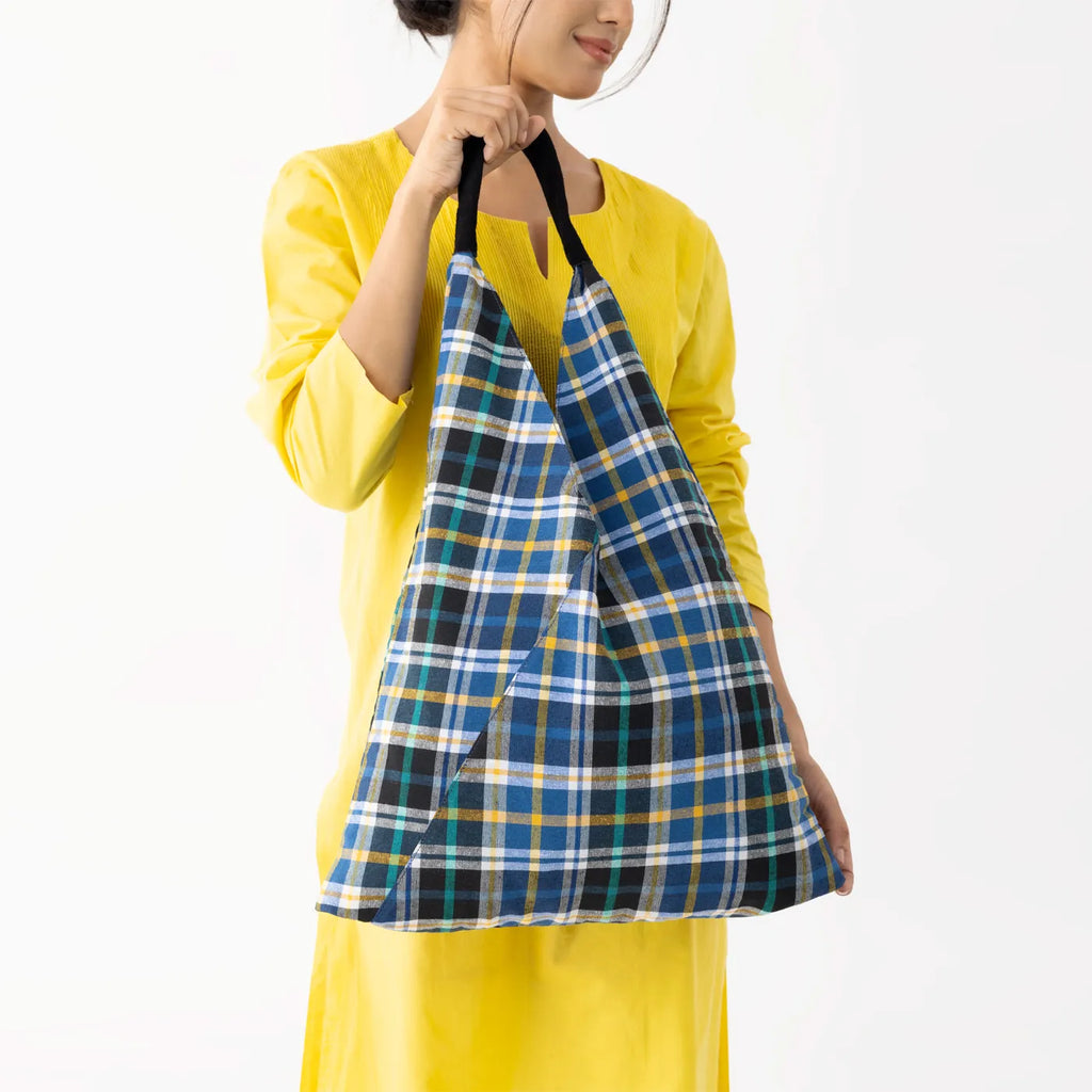 CHECKS GADDA SHOULDER BAG - BLUE