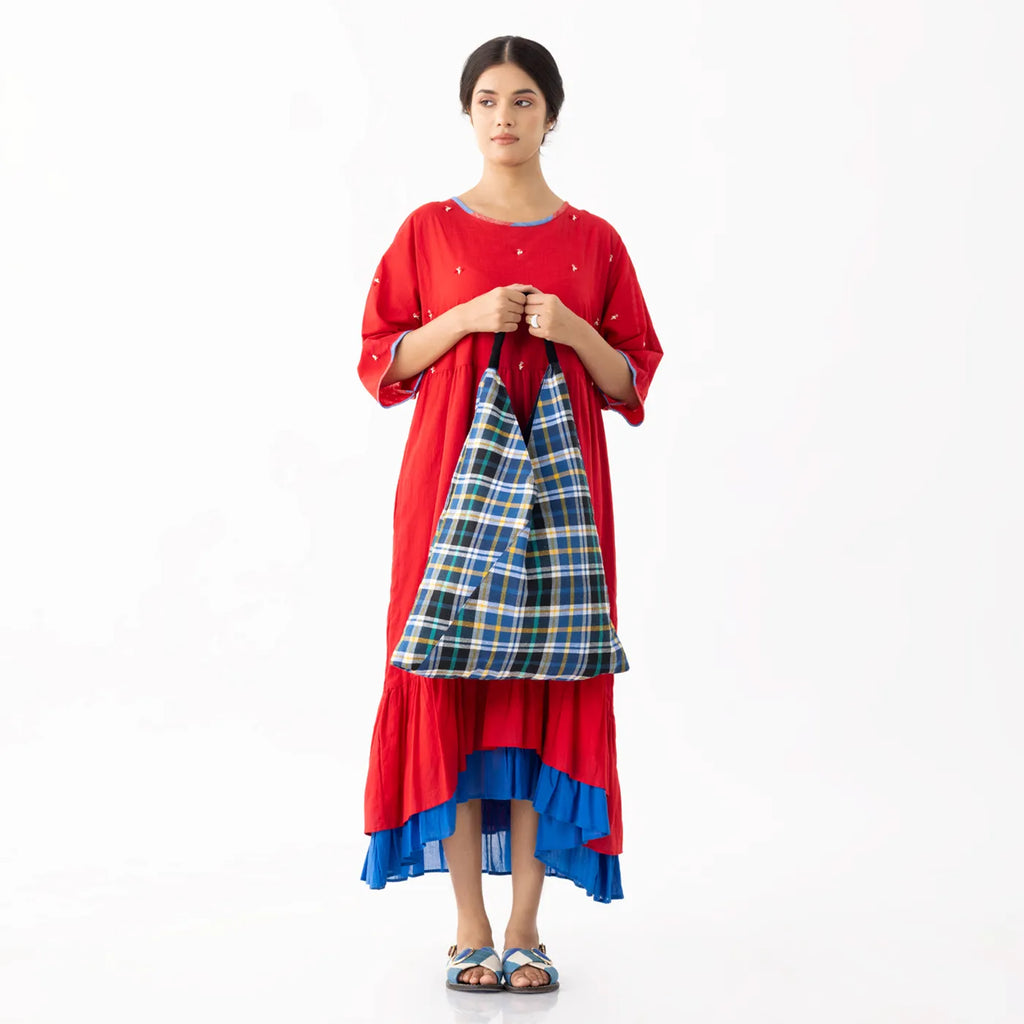 CHECKS GADDA SHOULDER BAG - BLUE