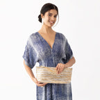 METALLIC BAGUETTE CLUTCH - GOLD SILVER IKAT