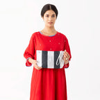 METALLIC CLUTCH - BLACK SILVER BANDS