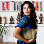 METALLIC CLUTCH - GOLD BLACK STRIPE