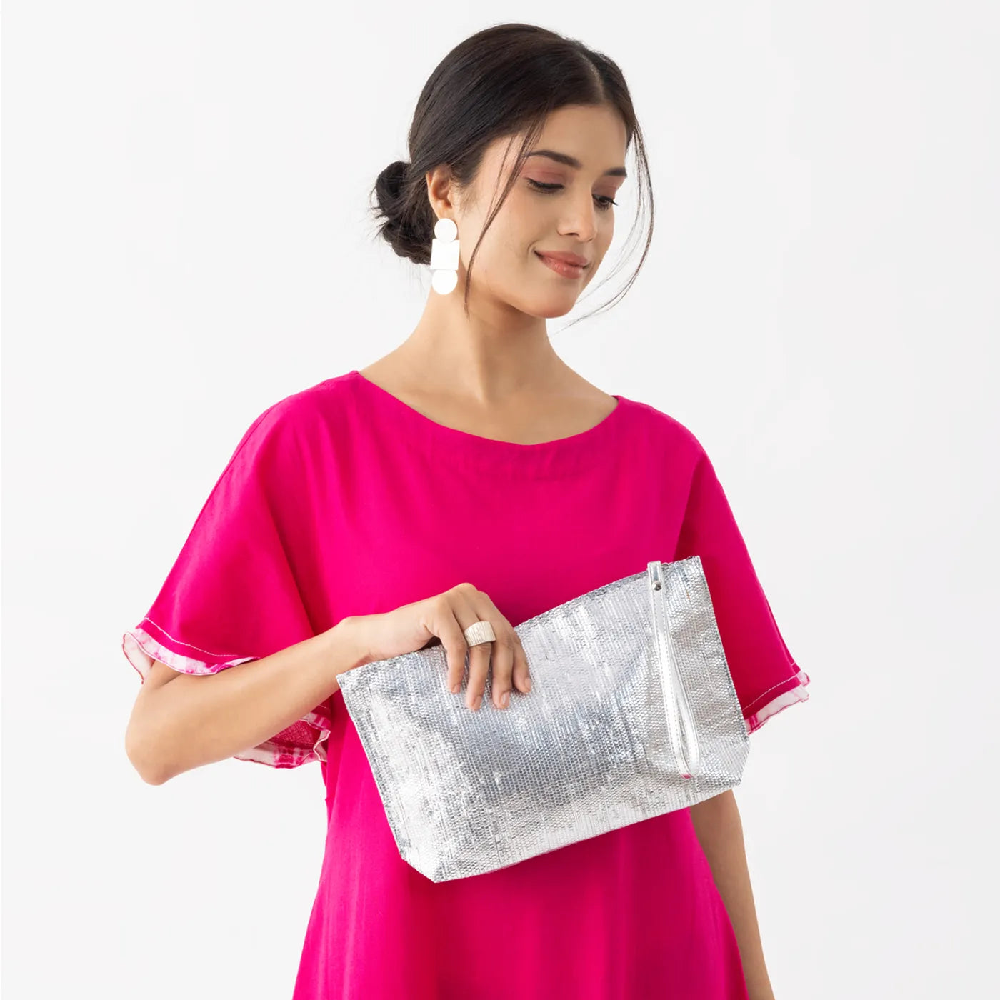 METALLIC CLUTCH - SILVER