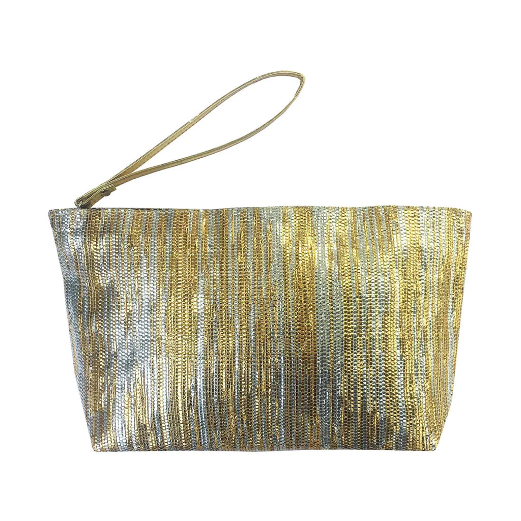 METALLIC CLUTCH - SILVER GOLD IKAT