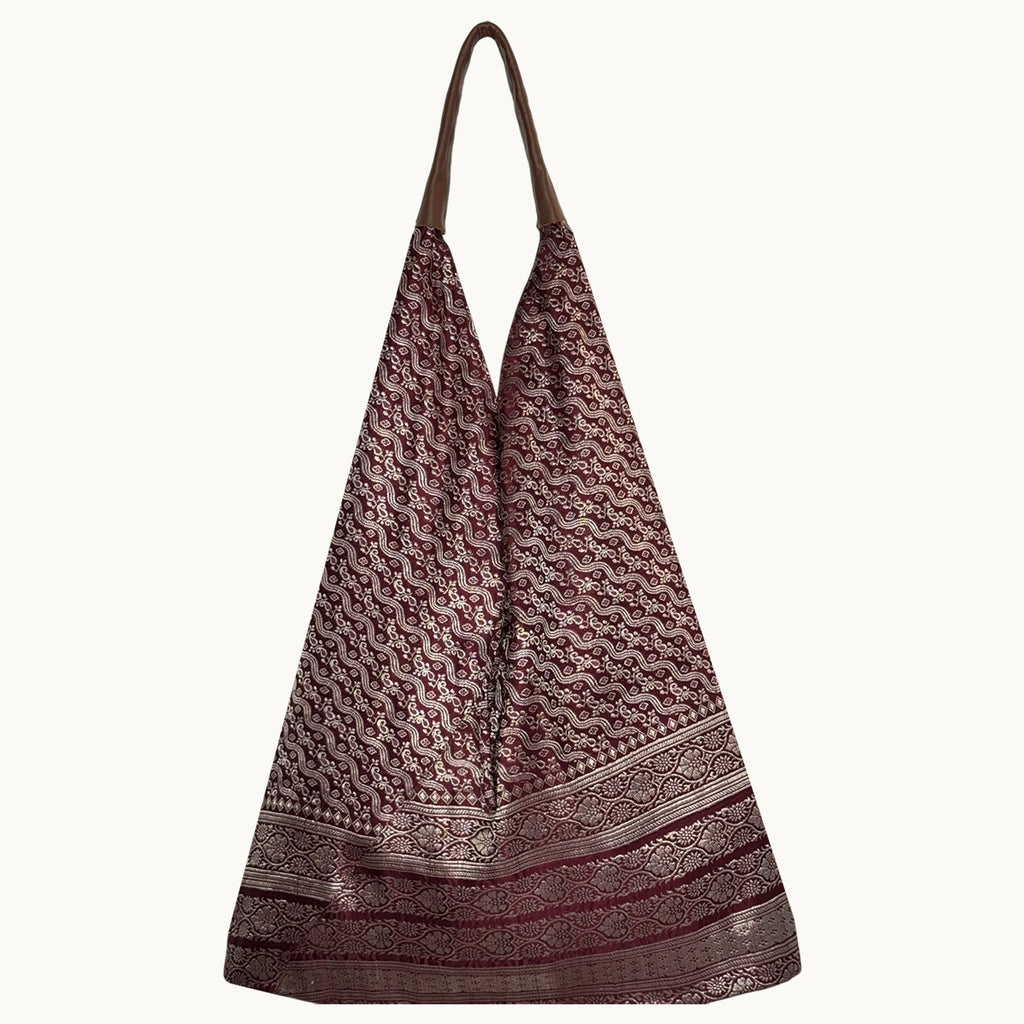 ZARI SARI SHOULDER BAG - BURGUNDY - 010