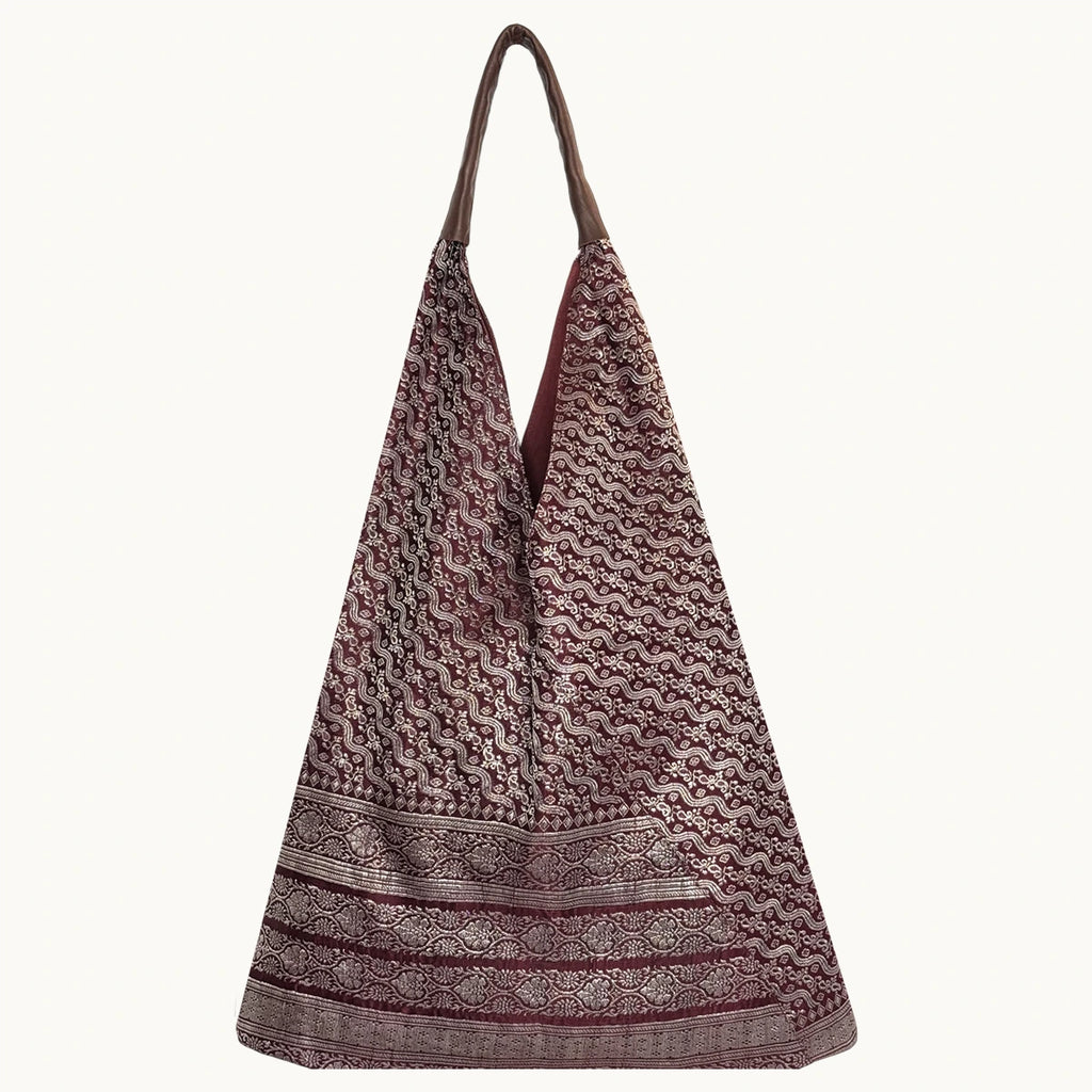 ZARI SARI SHOULDER BAG - BURGUNDY - 010